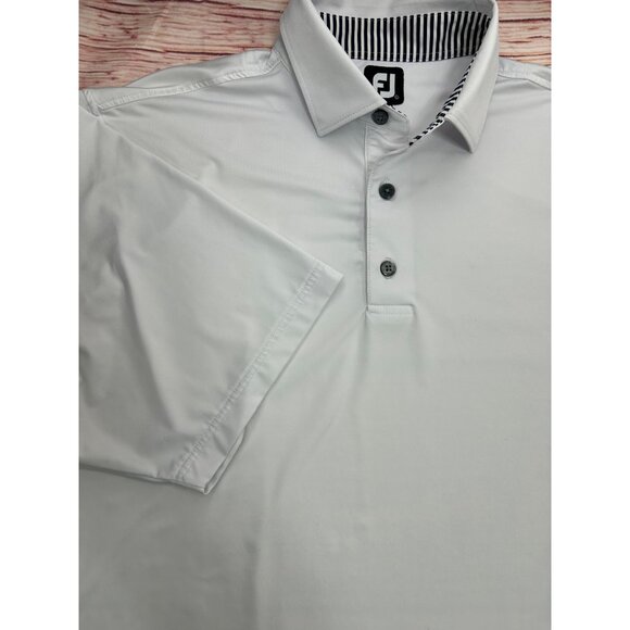 Footjoy FJ Mens Solid White Lisle Golf Polo Size XL - Picture 3 of 7